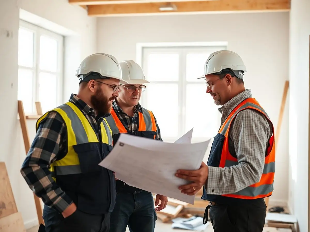Projektledare och hantverkare planerar en totalrenovering
